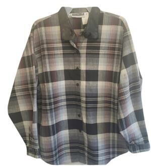 Panhandle Slim plaid western faux leather collar button down shirt size medium